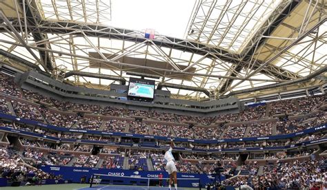 Two roofs at the US Open were partially shut because of rising heat and humidity